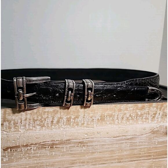 Jeff Deegan Designs Other - J Deegan 925 Equestrian Belt 4 Piece 1" Buckle Set Black Crocodile Leather 38"